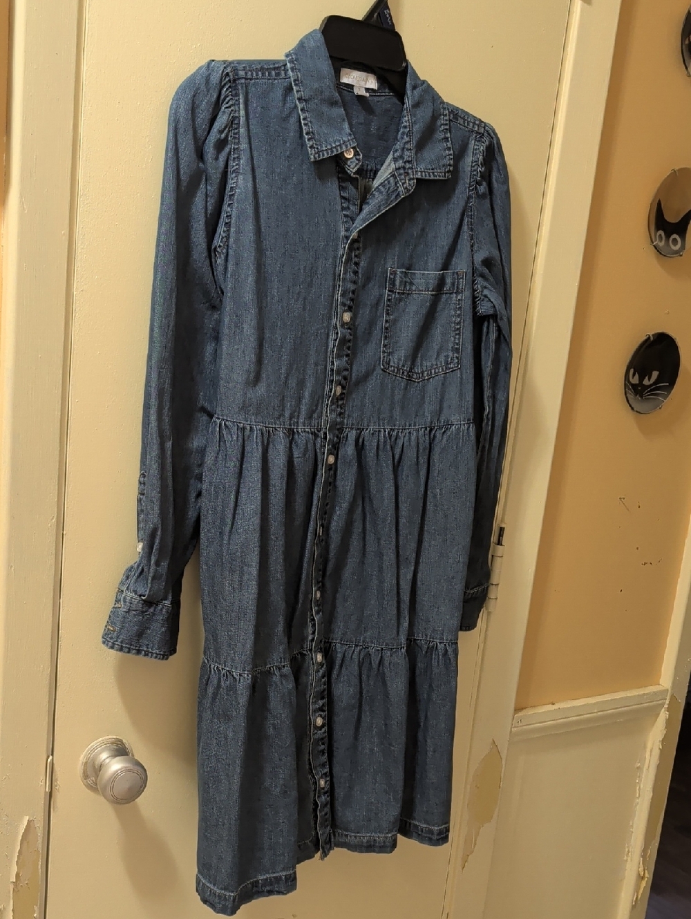 crown & ivy Navy Denim Shirt Dress